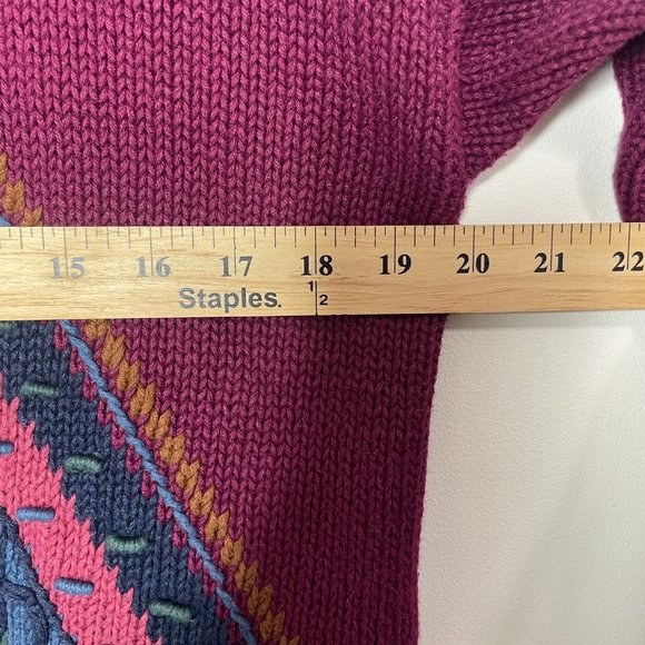 Vintage Pasta Ramie Cotton Aztec Knit Sweater Multicolor Size M Chunky 3D - Picture 8 of 16
